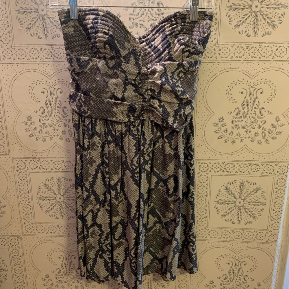 Parker Snake Print Strapless Dress
